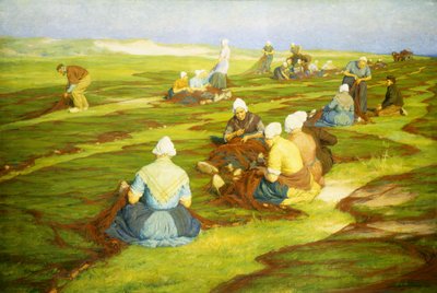 Reparation af nettene (olie på lærred) af Edgard Farasyn