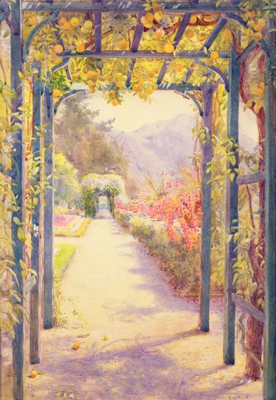 En italiensk pergola (akvarel på papir) af Edith Helena Adie