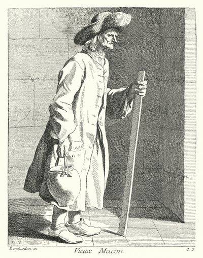 Gammel murer (gravering) af Edmé (after) Bouchardon