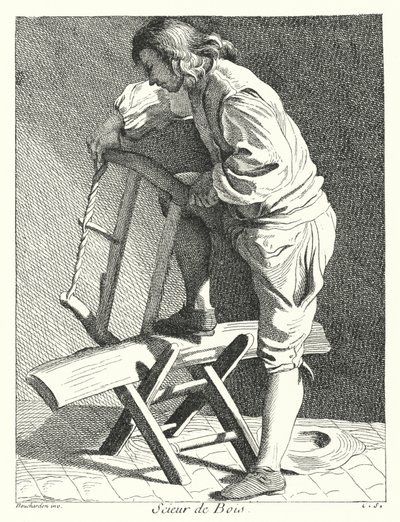 Wood Sawyer (gravering) af Edmé (after) Bouchardon