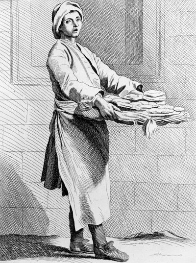 Hot Pies, 1737, indgraveret af den franske skole (1700-tallet) af Edmé Bouchardon