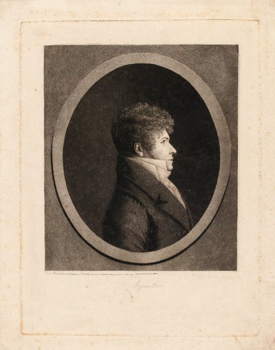 Portræt af dirigenten og komponisten Gaspare Spontini 1774-1851. af Edme Quenedey