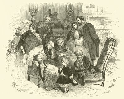 Scener af parisisk liv: forældrenes nytårsdag (gravering) af Edmond (after) Morin