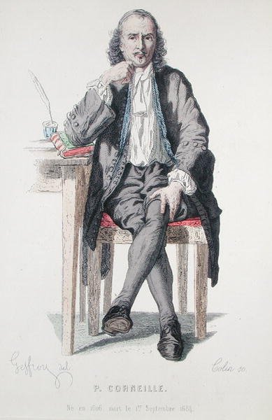 Portræt af Pierre Corneille (1606-84), frontispice til en udgave af Corneilles samlede værker af Edmond A.F. (after) Geffroy