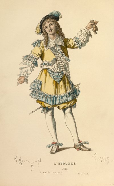 Kostume til rollen som Lelie, ca. 1868 (kobberstik) af Edmond Aime Florentin Geffroy