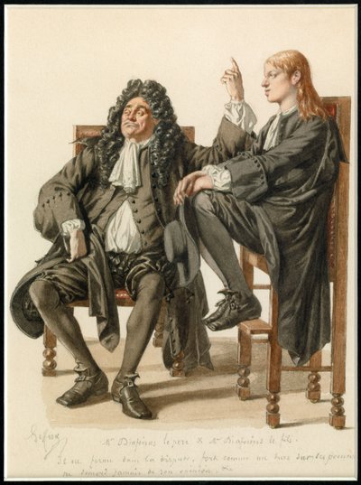 Portræt af Monsieur Diafoirus pere et fils, ca. 1870 (akvarel) af Edmond Aime Florentin Geffroy