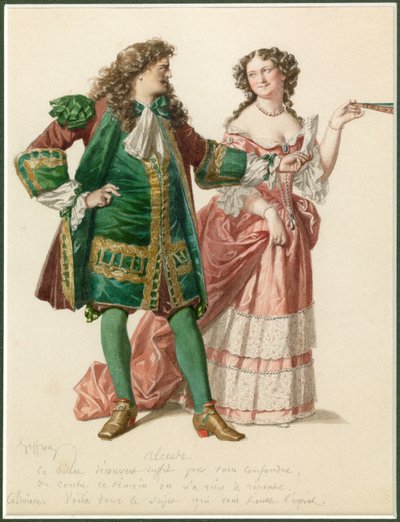 Portræt af Alceste og Celimene, ca. 1870 (akvarel) af Edmond Aime Florentin Geffroy