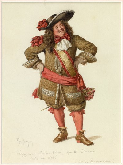 Portræt af Monsieur de Pourceaugnac, ca. 1870 (akvarel) af Edmond Aime Florentin Geffroy
