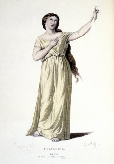 Karakteren af Pauline i tragedien Polyeucte martyr - Full Theatre: (Samling af skuespil af Corneille) tegning af Geffroy, gravering af L. Wolff - udg. Laplace, Sanchez et Cie, Paris 1884 af Edmond Aime Florentin Geffroy