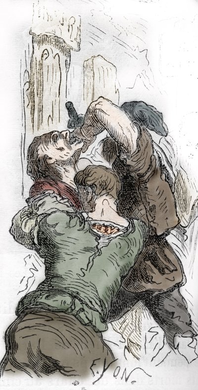 Sorte Død: Slagtning af jøder, 1348, illustration fra "Histoire-populaire-de-France" af Charles Lahure, 1866 af Edmond Charles Yon