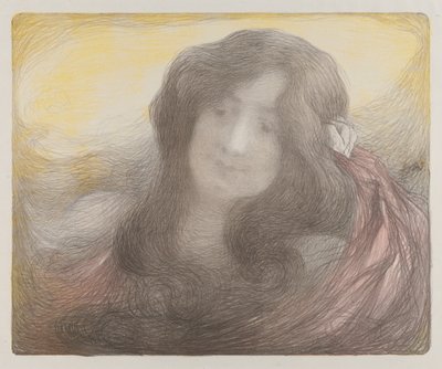 Pige med langt hår, ca. 1898. af Edmond-François Aman-Jean
