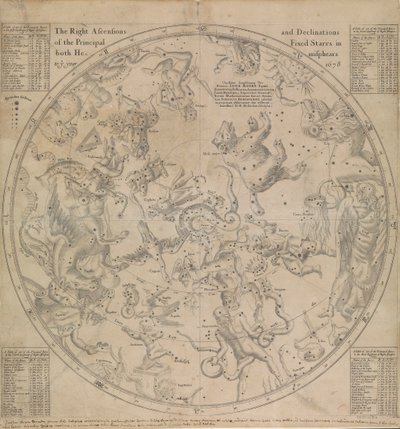 De vigtigste fiksstjerners rette opstigninger og deklinationer i begge halvkugler til år 1678 af Edmond Halley