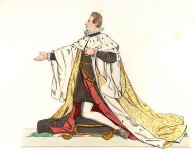 Cosme II de Medicis (1590-1621), storhertug af Toscana (Italien) - Litografi baseret på en illustration af Edmond Lechevallier-Chevignard (1825-1902), fra "Historiske kostumer fra det 16. af Edmond Lechevallier Chevignard
