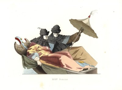 Venetianere iført bauta-masker af Edmond Lechevallier Chevignard