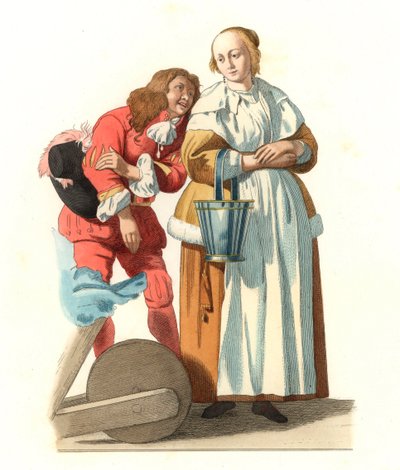Kvinde af den hollandske bourgeois og en side af Edmond Lechevallier Chevignard