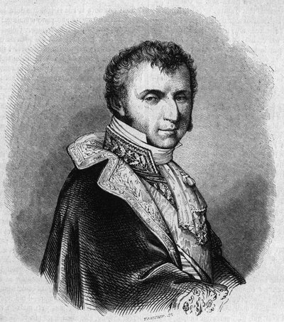 Portræt af Nicolas Francois Mollien (1758-1850), fransk politiker. Gravering af Chevignard I "" The Picturesque Store"" af Edmond Lechevallier Chevignard