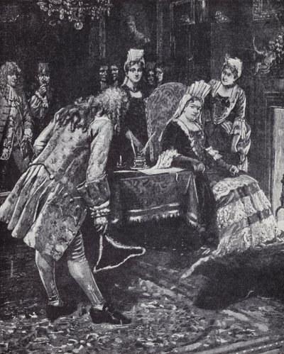 Hertugen og hertuginden af Marlborough falder i unåde hos dronning Anne af Edmund Blair (after) Leighton