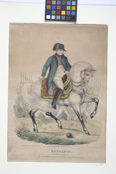 Napoleon - The Hero Of 100 Battles (håndfarvet litografi) af Edmund Burke Kellogg