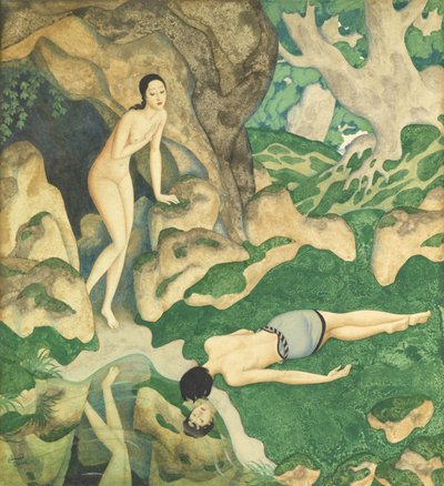 Echo and Narcissus (akvarel og gouache på papir) af Edmund Dulac