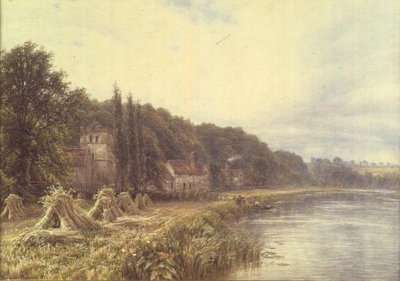 Riverside Village med tal fiskeri af Edmund George Warren