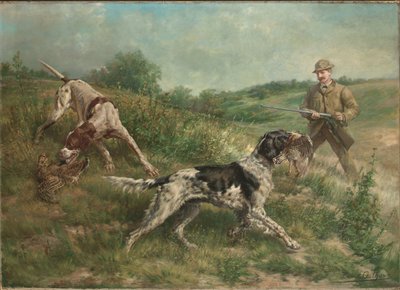 Jagt i et højlandslandskab af Edmund Henry Osthaus