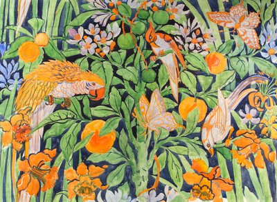 Jungle Chat c1930 (gouache på papir) af Edmund Hunter
