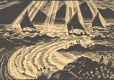 Tre sejlskibe af Edmund Hunter
