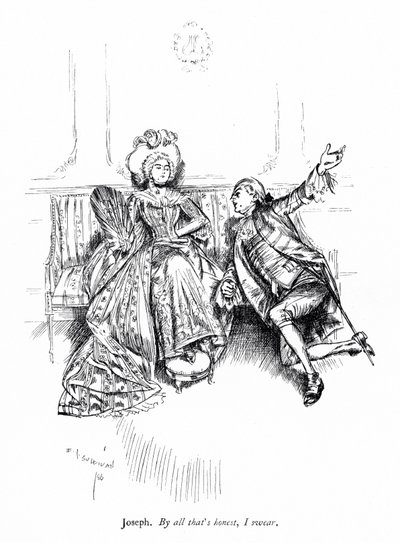 Illustration til Sheridans The School for Scandal (gravering) af Edmund Joseph (after) Sullivan