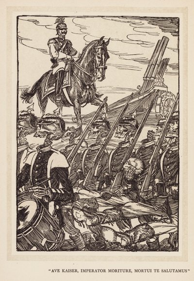 Kejserens krans: "Ave Kaiser, Imperator Moriture, Mortui Te Salutamus" (litografi). af Edmund Joseph (after) Sullivan