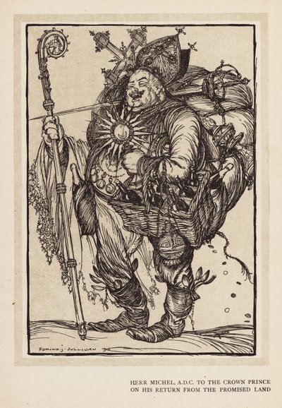 Kejserens guirlande: Herr Michel, ADC til kronprinsen ved hans hjemkomst fra det forjættede land (litografi) af Edmund Joseph (after) Sullivan