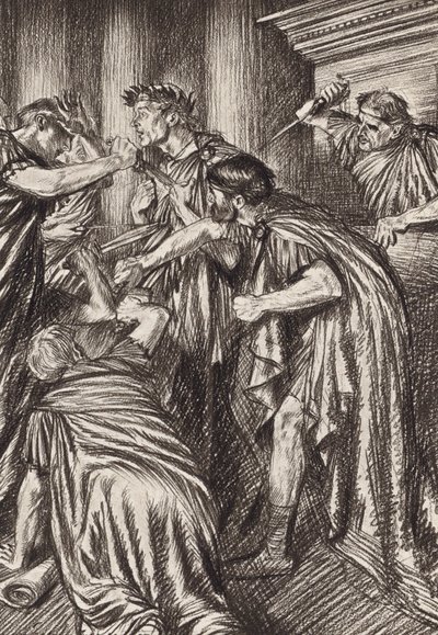 William Shakespeare: Tragedien om Julius Cæsar, 3. akt, 1. scene (litografi) af Edmund Joseph (after) Sullivan