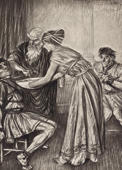William Shakespeare: Tragedien om Titus Andronicus, akt V, scene 2 (litografi) af Edmund Joseph (after) Sullivan
