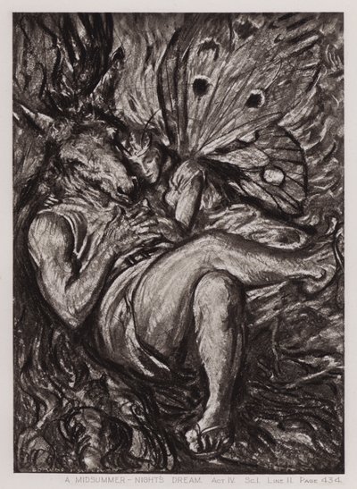 En skærsommernatsdrøm, akt IV, Sc I (litho) af Edmund Joseph Sullivan