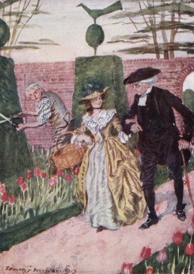 Illustration til The Vicar of Wakefield af Oliver Goldsmith (farve litho) af Edmund Joseph Sullivan