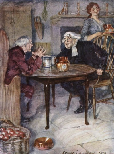 Illustration til The Vicar of Wakefield af Oliver Goldsmith (farve litho) af Edmund Joseph Sullivan