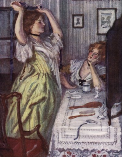 Illustration til The Vicar of Wakefield af Oliver Goldsmith (farve litho) af Edmund Joseph Sullivan