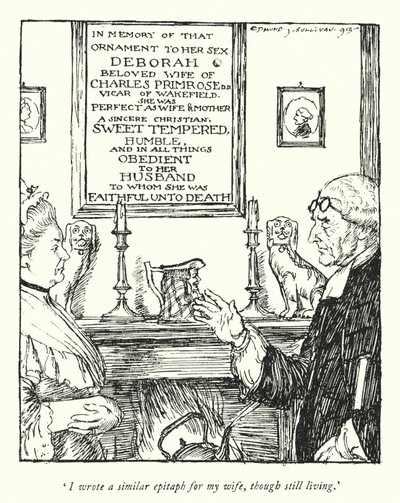 Illustration til The Vicar of Wakefield af Oliver Goldsmith (litho) af Edmund Joseph Sullivan