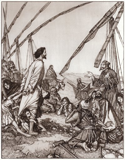 Jesus spørger: Hvem er min næste? (litho) af Edmund Joseph Sullivan