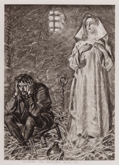Mål for mål, akt III, Sc I (litho) af Edmund Joseph Sullivan