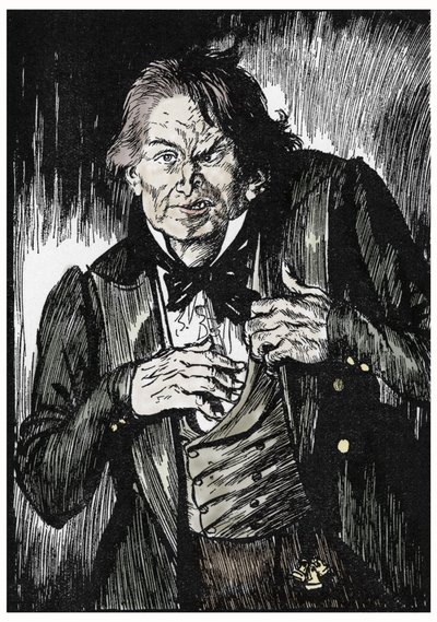 Hr. Hyde bliver efter at have taget modgiften til Dr Jekyll, Illustration af Edmund Joseph Sullivan (1869-1933) til romanen L