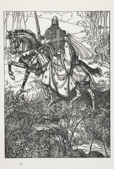 Sir Launcelot og dronning Guinevere, illustration fra 