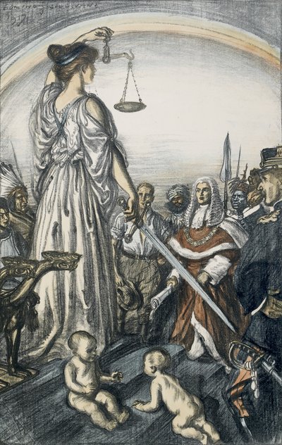 The Reign of Justice, 1917 (litografi) af Edmund Joseph Sullivan
