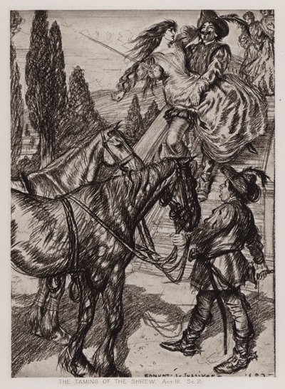 The Taming of the Shrew, akt III, Sc 2 (litho) af Edmund Joseph Sullivan
