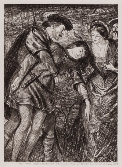 The Two Gentlemen of Verona, Akt V, Sc 4 (litho) af Edmund Joseph Sullivan