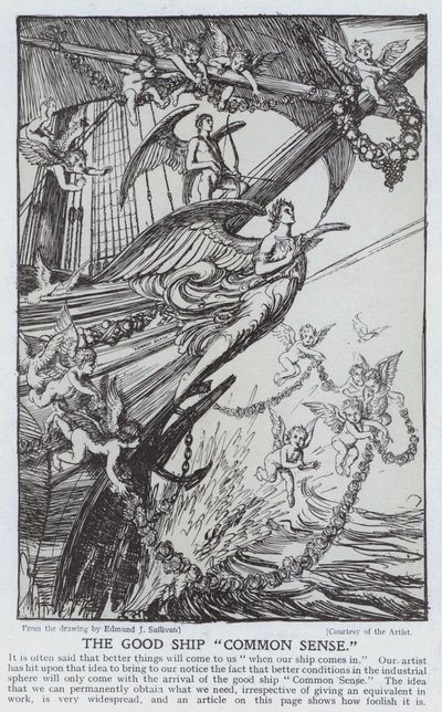Det gode skib ?Sund fornuft? af Edmund Joseph after Sullivan