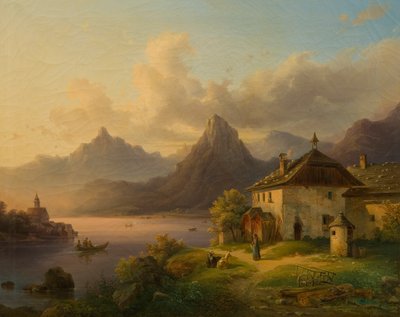 Landskab med en bjergsø af Edmund Mahlknecht