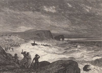 Stranding af redningsbåden (gravering) af Edmund Morison (after) Wimperis
