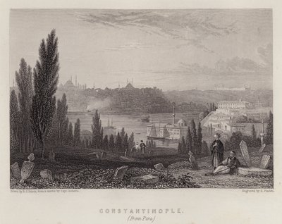 Konstantinopel, fra Pera (farve litho) af Edmund Thomas (after) Parris