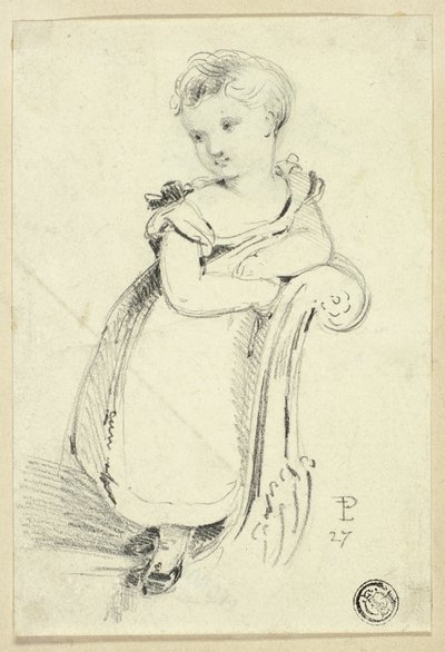 Lille pige står på sofa (recto); Fragment: Bagsiden af en kvindes hoved (verso) af Edmund Thomas Parris