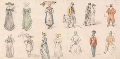 Studier af figurer: Kvinder, handelsfolk mv. af Edmund Thomas Parris